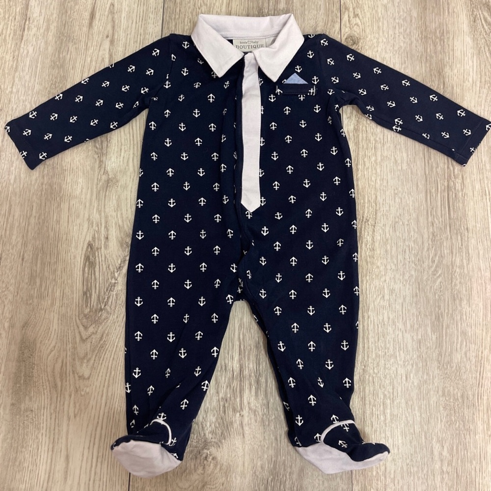 Koala Baby Boutique 6 M Collared Anchor Footed One Piece Outfit